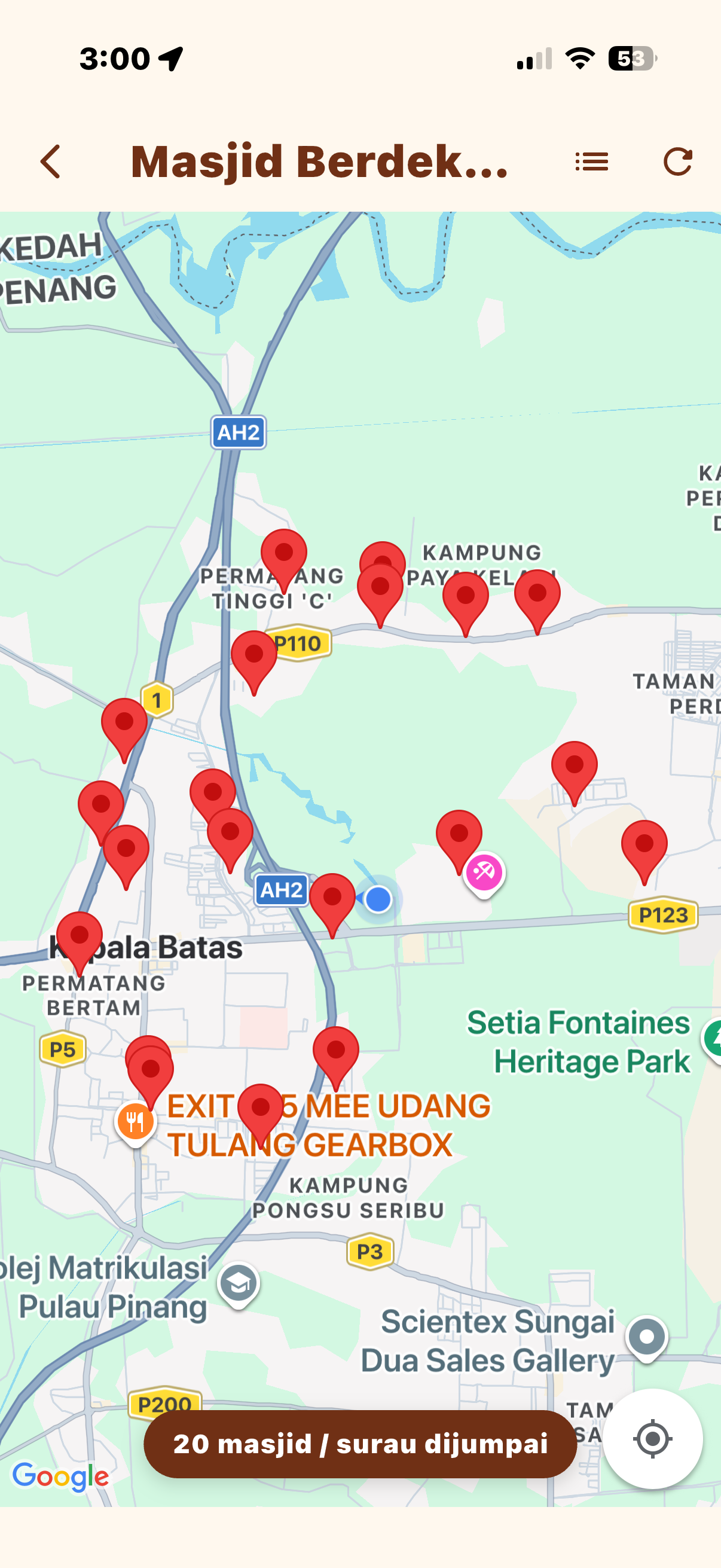 Peta semua lokasi masjid dan surau berdekatan