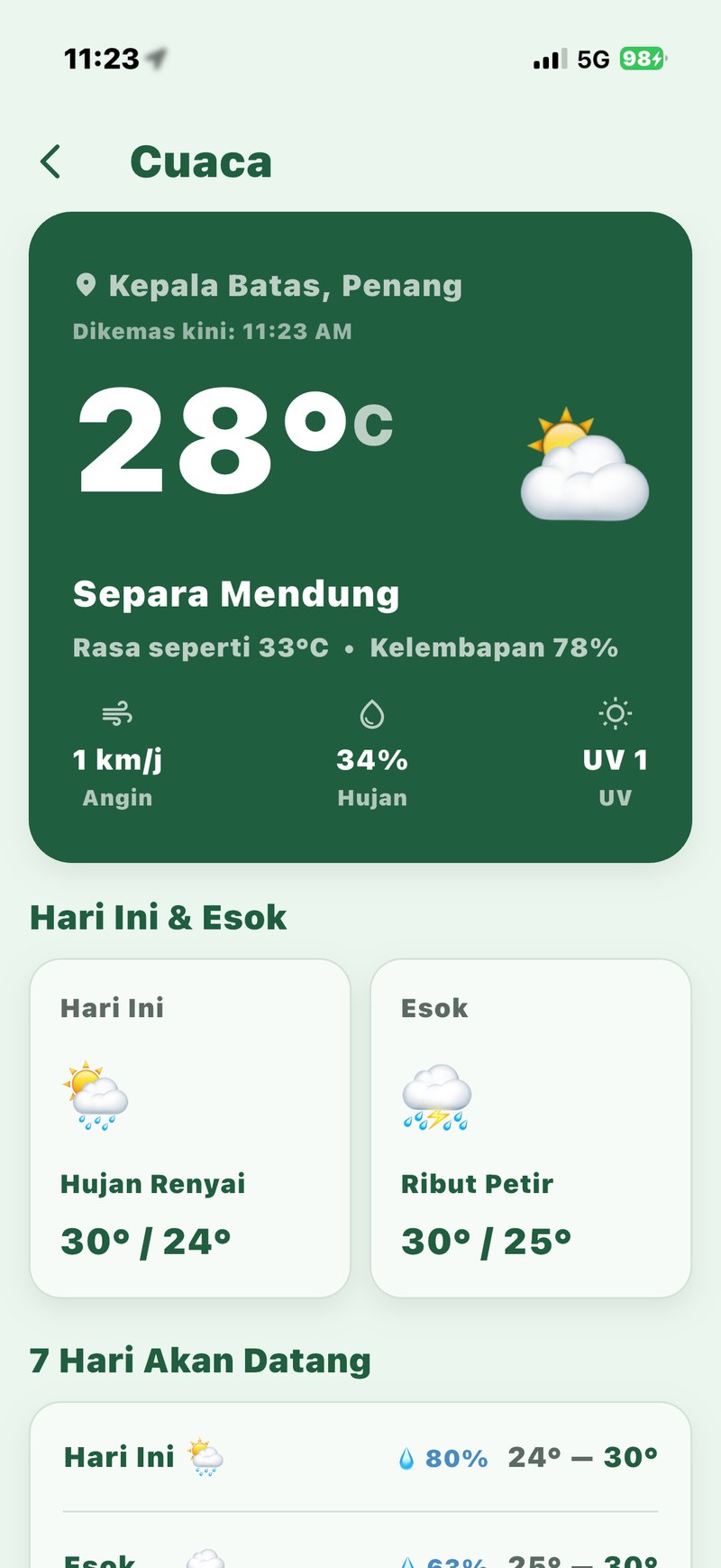 Skrin Cuaca MySolat